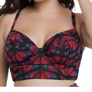 Torrid 3 butterfly underwire bustier retro pinup swim top SW 3049